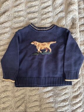 Hartstrings Navy Sweater with Yellow Dog Motif - 2T